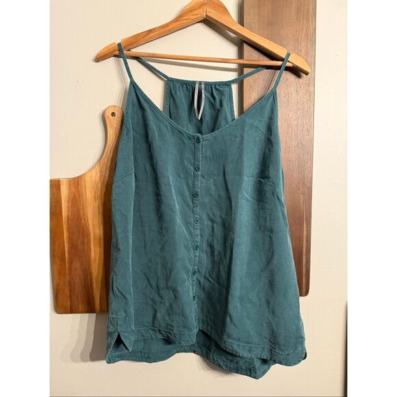 Anthropologie Forest Green Sleeveless Racerback Lyocell Tank Top Size Large - Picture 1 of 5